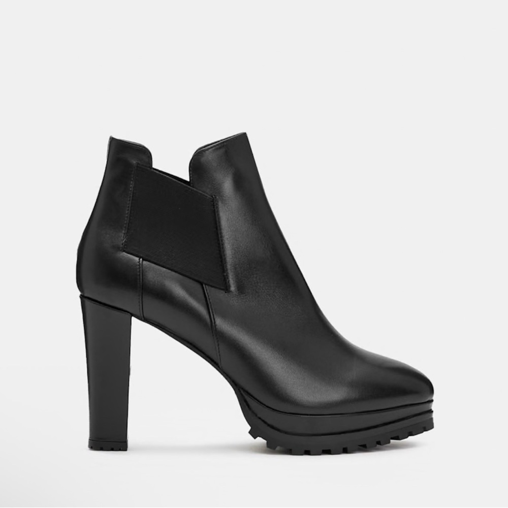 All Saints Black Sarris Leather Heel Booties women’s 41 - Picture 1 of 8